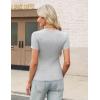 imageZeagoo Womens Short Sleeve Tops Casual Crewneck Ribbed Knit Slim Fitted Basic Tee Stretchy Shirts 2025 Summer Trendy OutfitsGrey