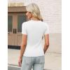 imageZeagoo Womens Short Sleeve Tops Casual Crewneck Ribbed Knit Slim Fitted Basic Tee Stretchy Shirts 2025 Summer Trendy OutfitsWhite