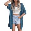 imageZeagoo Lightweight Summer Crochet Cardigan for Women Short Sleeve Kimono Boho Oversized Open Front Knitted CardiganDark Blue