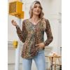 imageZeagoo Long Sleeve Shirts for Women 2025 Casual Pleated V Neck Fall Tunic Tops Button Down Blouse Dressy Loose TShirts01ethnic Floral 01