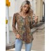 imageZeagoo Long Sleeve Shirts for Women 2025 Casual Pleated V Neck Fall Tunic Tops Button Down Blouse Dressy Loose TShirts01ethnic Floral 01