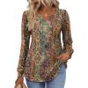 imageZeagoo Long Sleeve Shirts for Women 2025 Casual Pleated V Neck Fall Tunic Tops Button Down Blouse Dressy Loose TShirts01ethnic Floral 01