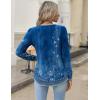 imageZeagoo Long Sleeve Shirts for Women 2025 Casual Pleated V Neck Fall Tunic Tops Button Down Blouse Dressy Loose TShirts02blue Ethnic Floral