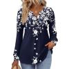 imageZeagoo Long Sleeve Shirts for Women 2025 Casual Pleated V Neck Fall Tunic Tops Button Down Blouse Dressy Loose TShirts02navy Flower