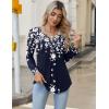 imageZeagoo Long Sleeve Shirts for Women 2025 Casual Pleated V Neck Fall Tunic Tops Button Down Blouse Dressy Loose TShirts02navy Flower