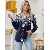 imageZeagoo Long Sleeve Shirts for Women 2025 Casual Pleated V Neck Fall Tunic Tops Button Down Blouse Dressy Loose TShirts02navy Flower