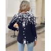 imageZeagoo Long Sleeve Shirts for Women 2025 Casual Pleated V Neck Fall Tunic Tops Button Down Blouse Dressy Loose TShirts02navy Flower