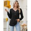 imageZeagoo Long Sleeve Shirts for Women 2025 Casual Pleated V Neck Fall Tunic Tops Button Down Blouse Dressy Loose TShirtsBlack