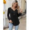imageZeagoo Long Sleeve Shirts for Women 2025 Casual Pleated V Neck Fall Tunic Tops Button Down Blouse Dressy Loose TShirtsBlack