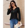 imageZeagoo Long Sleeve Shirts for Women 2025 Casual Pleated V Neck Fall Tunic Tops Button Down Blouse Dressy Loose TShirtsBlack