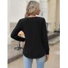 imageZeagoo Long Sleeve Shirts for Women 2025 Casual Pleated V Neck Fall Tunic Tops Button Down Blouse Dressy Loose TShirtsBlack