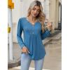 imageZeagoo Long Sleeve Shirts for Women 2025 Casual Pleated V Neck Fall Tunic Tops Button Down Blouse Dressy Loose TShirtsBlue