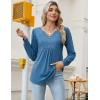 imageZeagoo Long Sleeve Shirts for Women 2025 Casual Pleated V Neck Fall Tunic Tops Button Down Blouse Dressy Loose TShirtsBlue