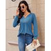 imageZeagoo Long Sleeve Shirts for Women 2025 Casual Pleated V Neck Fall Tunic Tops Button Down Blouse Dressy Loose TShirtsBlue