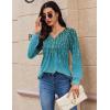 imageZeagoo Long Sleeve Shirts for Women 2025 Casual Pleated V Neck Fall Tunic Tops Button Down Blouse Dressy Loose TShirtsBlue Floral