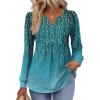 imageZeagoo Long Sleeve Shirts for Women 2025 Casual Pleated V Neck Fall Tunic Tops Button Down Blouse Dressy Loose TShirtsBlue Floral