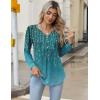 imageZeagoo Long Sleeve Shirts for Women 2025 Casual Pleated V Neck Fall Tunic Tops Button Down Blouse Dressy Loose TShirtsBlue Floral