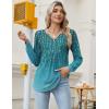 imageZeagoo Long Sleeve Shirts for Women 2025 Casual Pleated V Neck Fall Tunic Tops Button Down Blouse Dressy Loose TShirtsBlue Floral