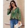 imageZeagoo Long Sleeve Shirts for Women 2025 Casual Pleated V Neck Fall Tunic Tops Button Down Blouse Dressy Loose TShirtsGreen Ethnic Print