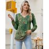 imageZeagoo Long Sleeve Shirts for Women 2025 Casual Pleated V Neck Fall Tunic Tops Button Down Blouse Dressy Loose TShirtsGreen Ethnic Print