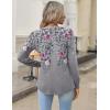 imageZeagoo Long Sleeve Shirts for Women 2025 Casual Pleated V Neck Fall Tunic Tops Button Down Blouse Dressy Loose TShirtsGrey Floral
