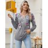 imageZeagoo Long Sleeve Shirts for Women 2025 Casual Pleated V Neck Fall Tunic Tops Button Down Blouse Dressy Loose TShirtsGrey Floral