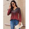 imageZeagoo Long Sleeve Shirts for Women 2025 Casual Pleated V Neck Fall Tunic Tops Button Down Blouse Dressy Loose TShirtsGrey Red Print