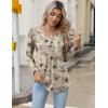 imageZeagoo Long Sleeve Shirts for Women 2025 Casual Pleated V Neck Fall Tunic Tops Button Down Blouse Dressy Loose TShirtsLight Coffee Floral