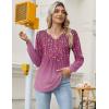 imageZeagoo Long Sleeve Shirts for Women 2025 Casual Pleated V Neck Fall Tunic Tops Button Down Blouse Dressy Loose TShirtsPink Print