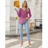 imageZeagoo Long Sleeve Shirts for Women 2025 Casual Pleated V Neck Fall Tunic Tops Button Down Blouse Dressy Loose TShirtsPink Print