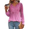 imageZeagoo Long Sleeve Shirts for Women 2025 Casual Pleated V Neck Fall Tunic Tops Button Down Blouse Dressy Loose TShirtsPink Print