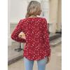 imageZeagoo Long Sleeve Shirts for Women 2025 Casual Pleated V Neck Fall Tunic Tops Button Down Blouse Dressy Loose TShirtsRed Floral