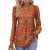 imageZeagoo Long Sleeve Shirts for Women 2025 Casual Pleated V Neck Fall Tunic Tops Button Down Blouse Dressy Loose TShirtsVintage Flower