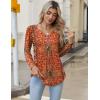 imageZeagoo Long Sleeve Shirts for Women 2025 Casual Pleated V Neck Fall Tunic Tops Button Down Blouse Dressy Loose TShirtsVintage Flower