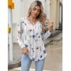 imageZeagoo Long Sleeve Shirts for Women 2025 Casual Pleated V Neck Fall Tunic Tops Button Down Blouse Dressy Loose TShirtsWhite Floral