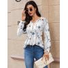 imageZeagoo Long Sleeve Shirts for Women 2025 Casual Pleated V Neck Fall Tunic Tops Button Down Blouse Dressy Loose TShirtsWhite Floral