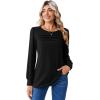 imageZeagoo Long Sleeve Shirts for Women Casual Fall Fashion Crewneck Pleated Tunic Tops Work Outfit BlouseBlack