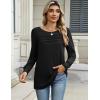 imageZeagoo Long Sleeve Shirts for Women Casual Fall Fashion Crewneck Pleated Tunic Tops Work Outfit BlouseBlack