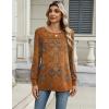 imageZeagoo Long Sleeve Shirts for Women Casual Fall Fashion Crewneck Pleated Tunic Tops Work Outfit BlouseBobo Orange 836