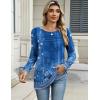 imageZeagoo Long Sleeve Shirts for Women Casual Fall Fashion Crewneck Pleated Tunic Tops Work Outfit BlouseBoho Blue 712