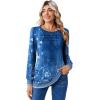 imageZeagoo Long Sleeve Shirts for Women Casual Fall Fashion Crewneck Pleated Tunic Tops Work Outfit BlouseBoho Blue 712