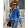 imageZeagoo Long Sleeve Shirts for Women Casual Fall Fashion Crewneck Pleated Tunic Tops Work Outfit BlouseBoho Blue 712