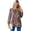 imageZeagoo Long Sleeve Shirts for Women Casual Fall Fashion Crewneck Pleated Tunic Tops Work Outfit BlouseBoho Multicolor 721