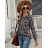 imageZeagoo Long Sleeve Shirts for Women Casual Fall Fashion Crewneck Pleated Tunic Tops Work Outfit BlouseBoho Navy 869
