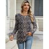 imageZeagoo Long Sleeve Shirts for Women Casual Fall Fashion Crewneck Pleated Tunic Tops Work Outfit BlouseBoho Navy 869