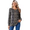 imageZeagoo Long Sleeve Shirts for Women Casual Fall Fashion Crewneck Pleated Tunic Tops Work Outfit BlouseBoho Navy 869