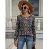 imageZeagoo Long Sleeve Shirts for Women Casual Fall Fashion Crewneck Pleated Tunic Tops Work Outfit BlouseBoho Navy 869