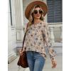 imageZeagoo Long Sleeve Shirts for Women Casual Fall Fashion Crewneck Pleated Tunic Tops Work Outfit BlouseFloral 170