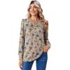 imageZeagoo Long Sleeve Shirts for Women Casual Fall Fashion Crewneck Pleated Tunic Tops Work Outfit BlouseFloral 170