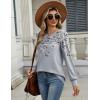 imageZeagoo Long Sleeve Shirts for Women Casual Fall Fashion Crewneck Pleated Tunic Tops Work Outfit BlouseFloral Grey 62